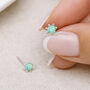Sterling Silver Green Opal Micro Stud Earrings – 4mm, thumbnail 1 of 8