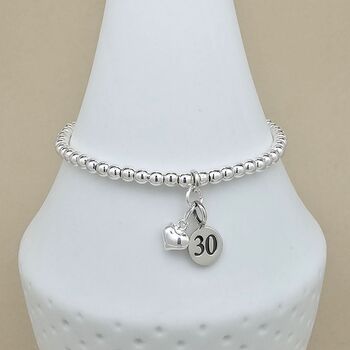 Skinny Bead Bracelet With Heart And Number Charms, 4 of 6