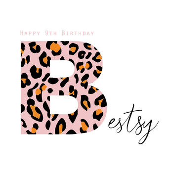 Happy Birthday Initial Leopard Print Greeting Card, 2 of 12