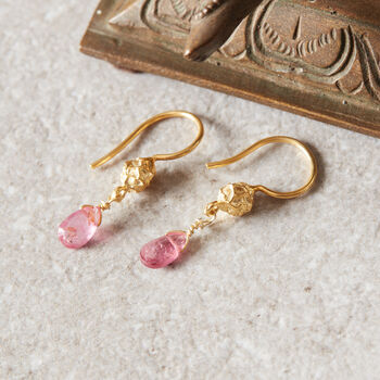 Pink Tourmaline With Gold And Silver Earrings, 2 of 8