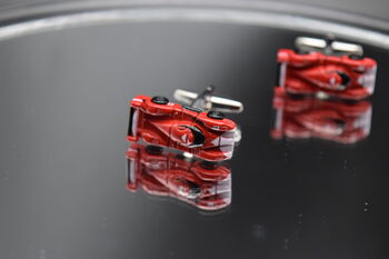 Red Race Car Cufflinks Gift For Men 316 L Stainless Steel Motorsport Accessory, 4 of 5