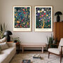 Set Of Two Gustav Klimt Inspired Flower Art Prints, thumbnail 1 of 3