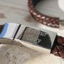 Chestnut Brown Leather Personalised Chrome Bracelet, thumbnail 4 of 11