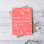 Coral Floral 35th Anniversary Card, thumbnail 2 of 2