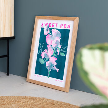 Sweet Pea Floral Illustration Riso Print, 2 of 8
