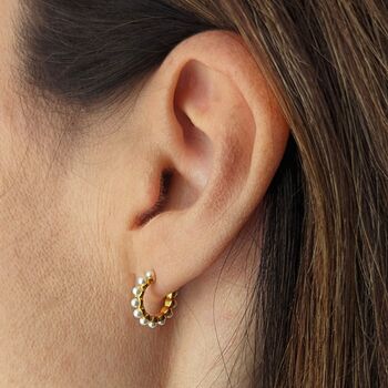 Pearl Hoop Earrings, 3 of 9
