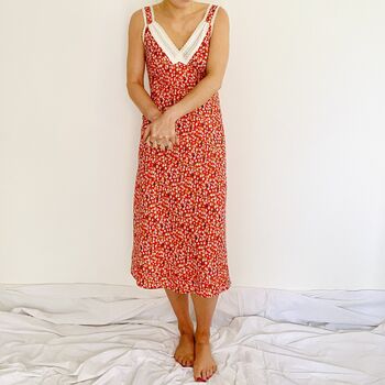 Lacey Nightie In Orange Ditzy Floral, 2 of 5