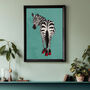 Custom Personalised Zebra Wearing Heels Art Print, thumbnail 1 of 12