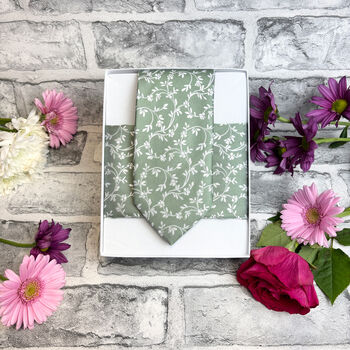 Wild Sage Leaves Wedding Tie Set, 6 of 6