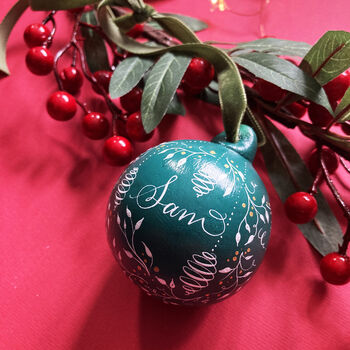 Handpainted Name Baubles In Poppy Red, Blue And Green, 3 of 6