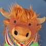 Highland Cow In Stripe Jumper Soft Toy, thumbnail 4 of 4