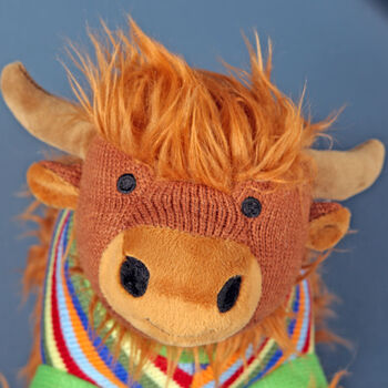 Highland Cow In Stripe Jumper Soft Toy, 4 of 4