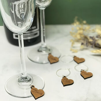 Personalised Five Party Heart Wine Glass Charms, 2 of 12