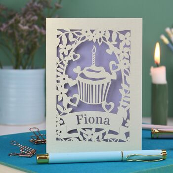 Personalised Papercut Cupcake Birthday Card, 6 of 8