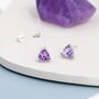 Genuine Amethyst Trillion Cut Stud Earrings, thumbnail 2 of 9