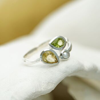 Silver Ring With Peridot, Pearl And Citrine, 4 of 7