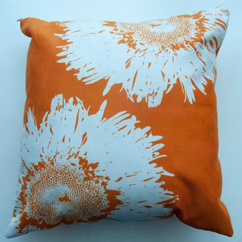 Real Galaxy Flowers On Orange Cushion Cover, 2 of 2