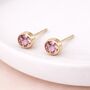 Gold Plated Sterling Silver June Alexandrite Birthstone Stud Earrings – 7mm, thumbnail 1 of 9