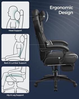 Ergonomic Racing Chair With Footrest And Lumbar Support, 11 of 12