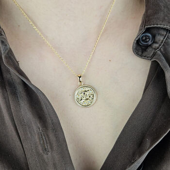 Libra Zodiac Star Sign Gold Plated Necklace, 2 of 4