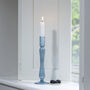 Tall Cornflower Blue Elegant Glass Candlestick, thumbnail 1 of 4
