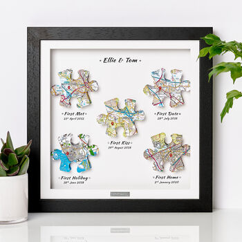 Five Personalised Jigsaw Maps Framed Print, 6 of 10