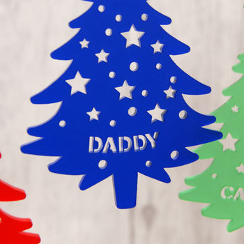 Personalised Tree With Stars Christmas Tree Decoration, 2 of 3