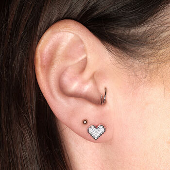 Personalised Pixel Heart Silver Earring Studs, 3 of 6