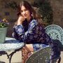 Lightweight Cotton Dressing Gown Gatsby Paisley Blue, thumbnail 3 of 4