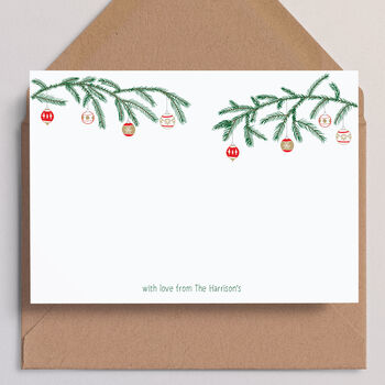 Baubles Personalised Christmas Note Cards, 2 of 3