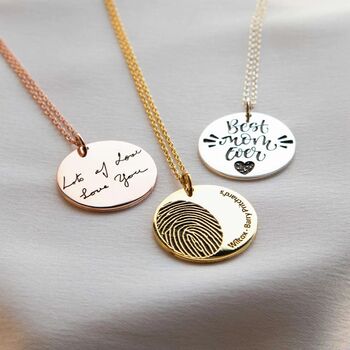 Fingerprint And Handwriting Coin Necklace, 10 of 12