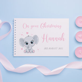 Personalised Elephant Christening Guest Book, 2 of 6