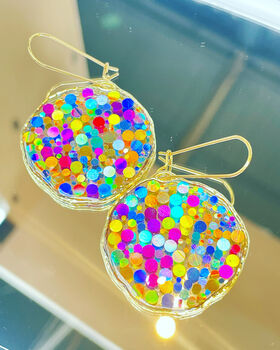 Super Sparkly Disco Earrings Hand Made Medium, 5 of 12