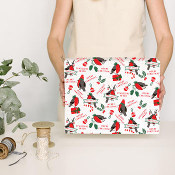 Christmas Robin Personalised Wrapping Paper, 4 of 5