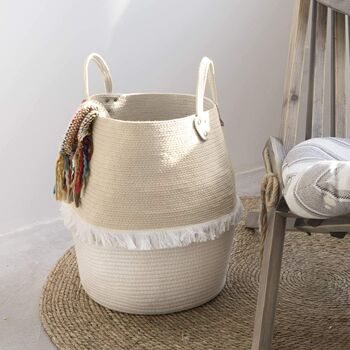 Nursery Laundry Belly Basket Beige Cotton Rope, 3 of 4