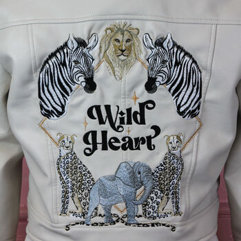 African Safari Wild Heart Bride Leather Jacket, 2 of 10