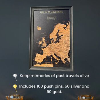 Travel Map With Pins Europe Cork Board, 7 of 7