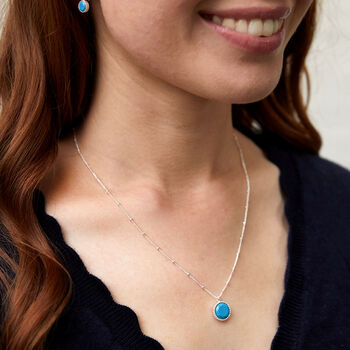 Barcelona Silver December Birthstone Necklace Turquoise, 2 of 4