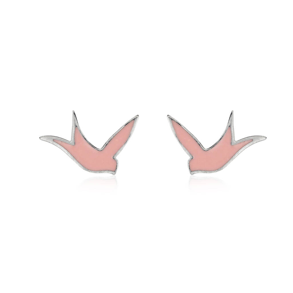 Pink Swallow Studs, 1 of 3