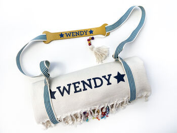 Personalised Beach Towel And Shawl, Carrier Strap, 5 of 11