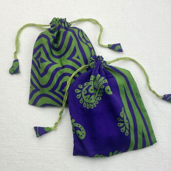 Fair Trade Recycled Sari Fabric Refillable Lavender Bag, 3 of 12