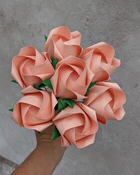 Pastel Origami Paper Roses Bouquet, 9 of 11