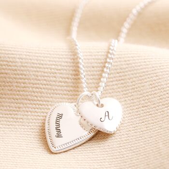 Personalised Textured Double Heart Necklace, 3 of 8