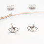 Sterling Silver Mini Evil Eye Earrings, thumbnail 1 of 4