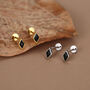 Sterling Silver Black Cz Rhombus 16 G Flat Back Labret Earrings, thumbnail 2 of 11