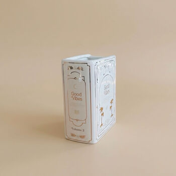 White And Gold Book Shape Flower Vase, 7 of 11
