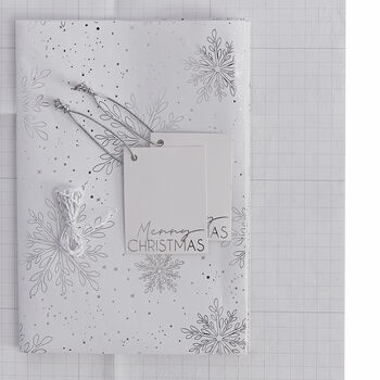 Silver Foiled Snowflake Christmas Wrapping Paper Kit, 2 of 3