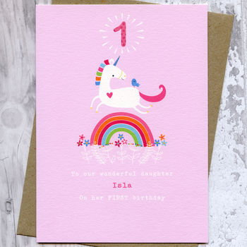 Unicorn First Birthday Card Or Pick Your Age, 2 of 8