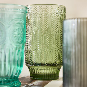 Set Of Four Vintage Colour Embossed Highball Tumblers, 5 of 8