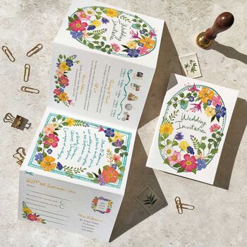 Whimsical Flower Garden Concertina Invitations, 4 of 9